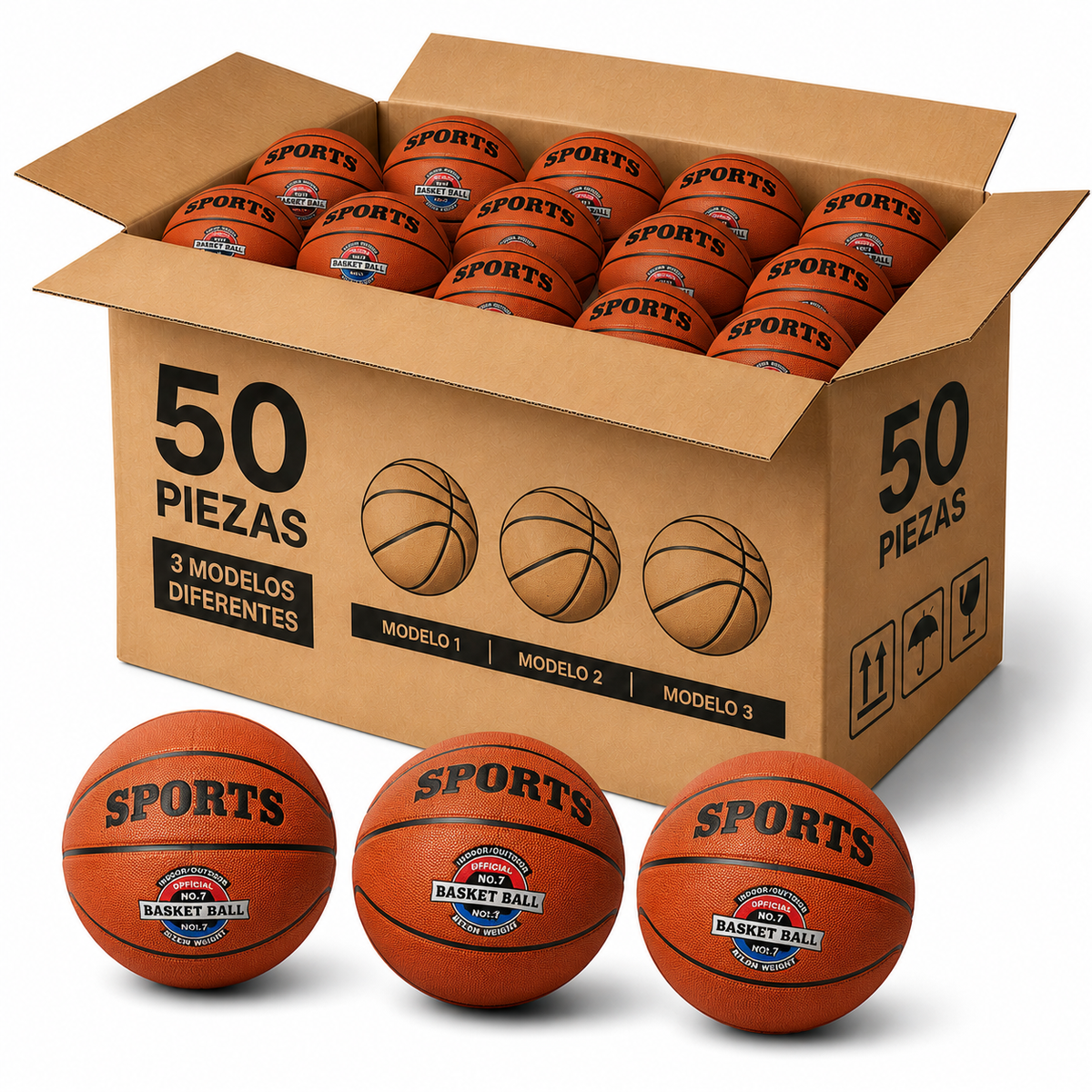 Balón de Básquetbol Económico Texturizado – Tamaño No. 3, No. 5 y No. 7
